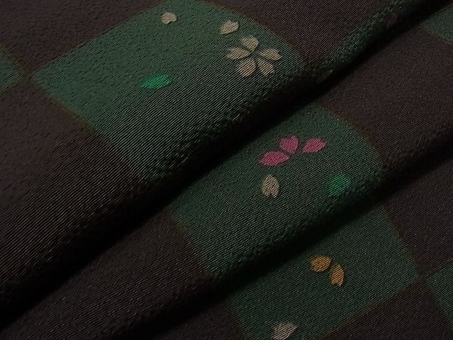平和屋1■上質な小紋　市松舞桜文　逸品　CAAA0008yc