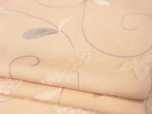 平和屋-こころ店■上質な小紋　葡萄唐草文　地紋起こし　ロング丈　着丈170.5cm　裄丈68cm　正絹　逸品　A-ta7872