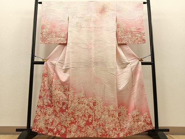 平和屋着物■訪問着　枝花文　暈し染め　正絹　逸品　BAAQ6761ow