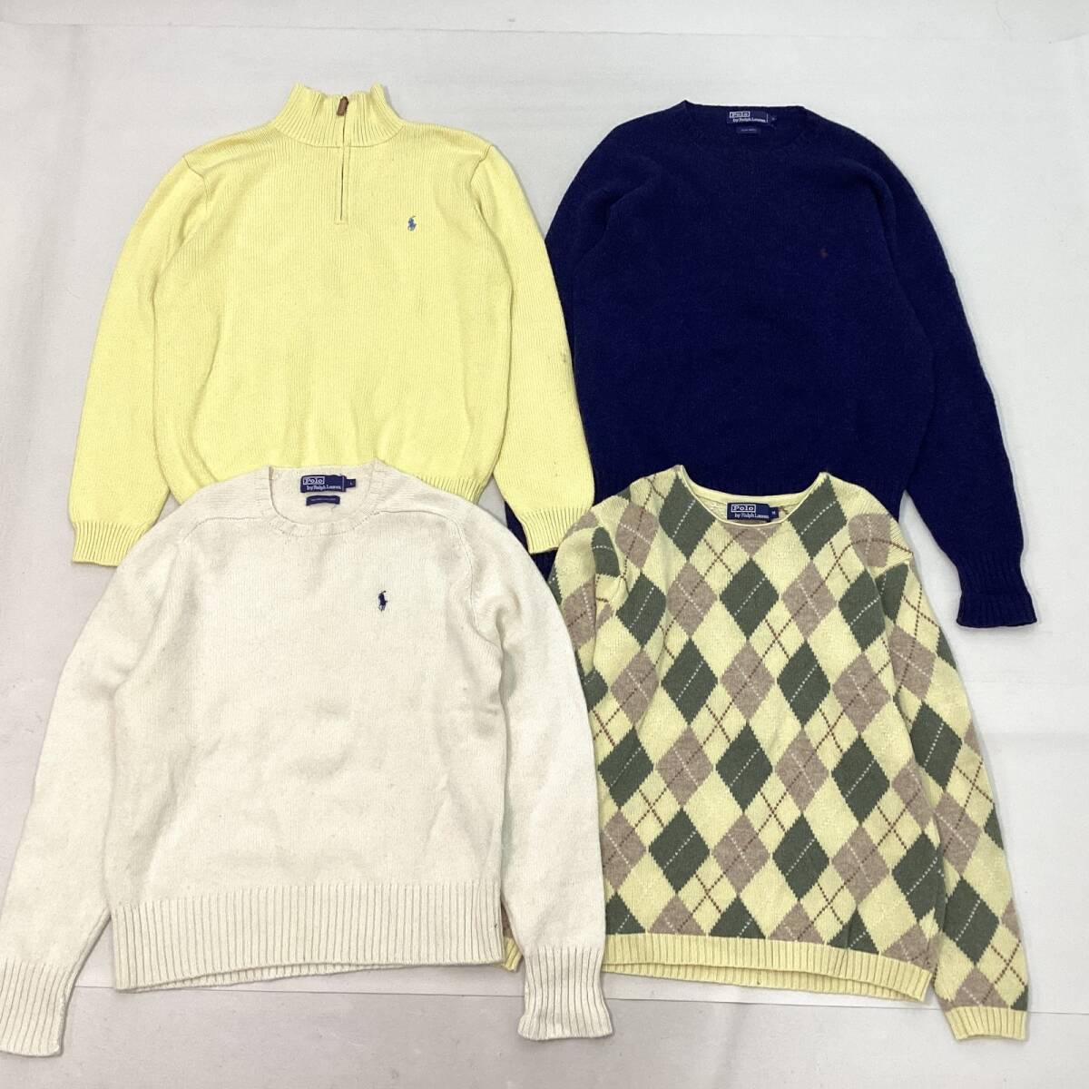 ■ Polo by Ralph Lauren ラルフローレン メンズ ニット セーター 4点 まとめ商品 サイズL,M ナイガイ インパクト21 古着 中古卸 1.76kg