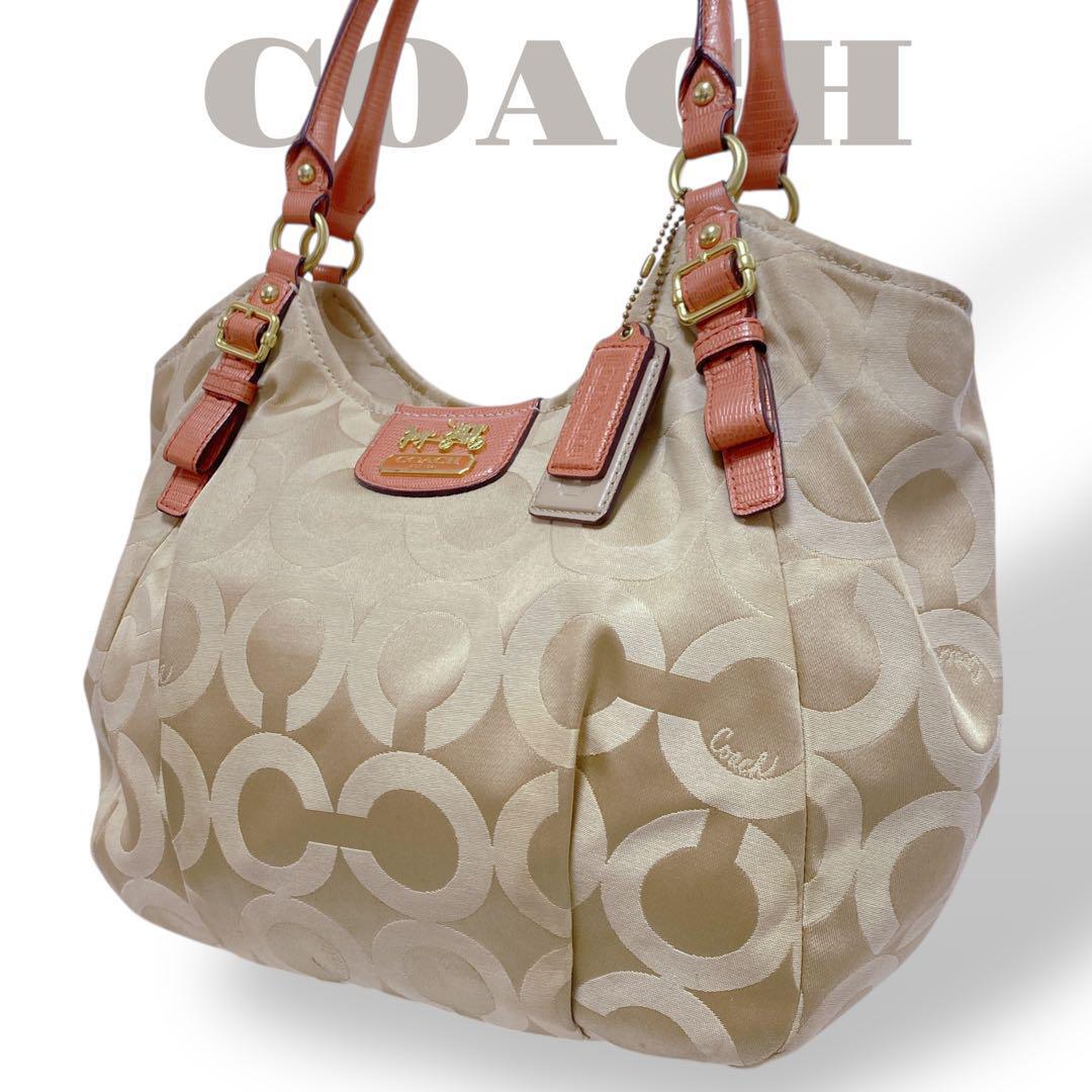 コーチ COACH トートバッグ 肩掛け キャンバス オプアート ベージュ