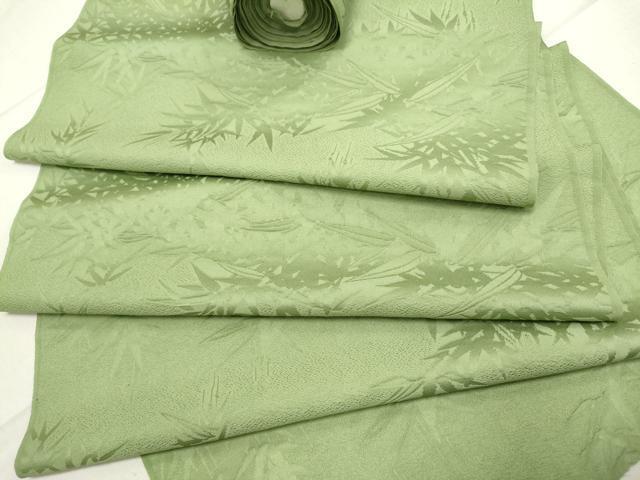 平和屋着物▼羽織・コート　反物　羽尺　笹竹地紋　抹茶色　逸品　未使用　DAAT6675we