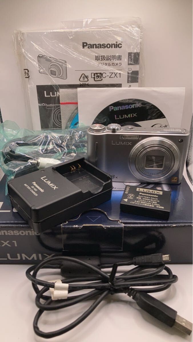 ▲ Panasonic LUMIX コンパクトデジタルカメラ ZX1 シルバー 箱 充電器 説明書つき ルミックス ▲293365