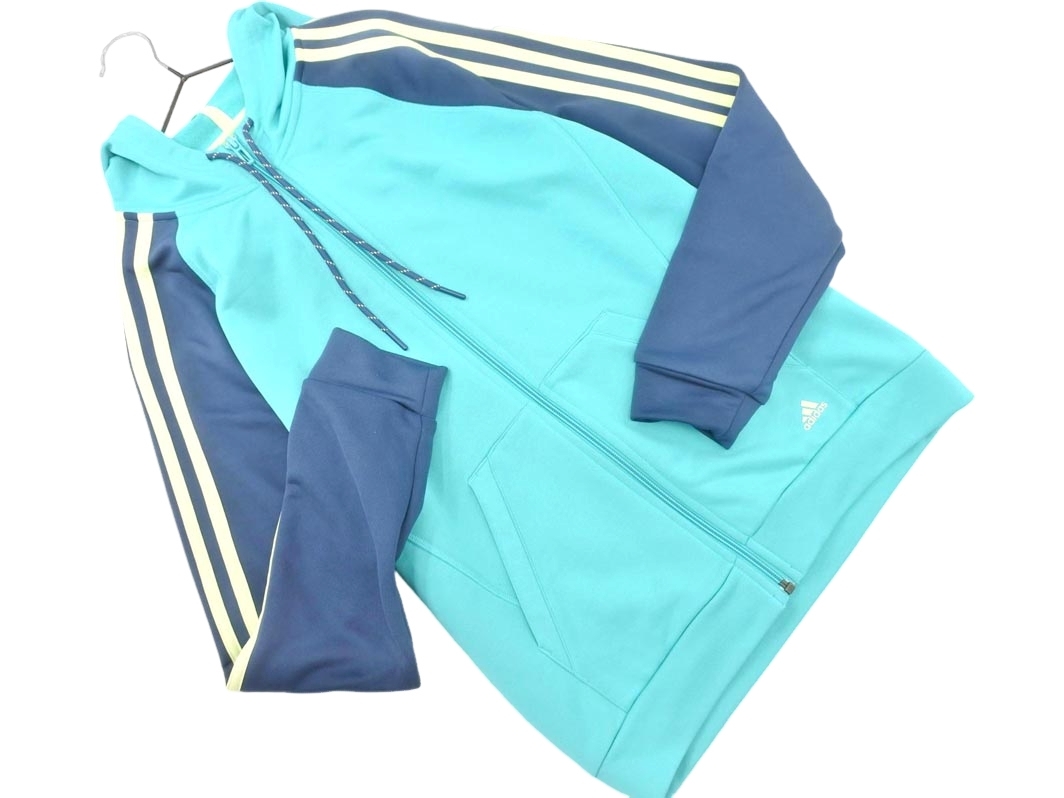 adidas アディダス トラック ジップアップ パーカー sizeOT/緑ｘ紺 ◇■ ☆ fjb5 レディース