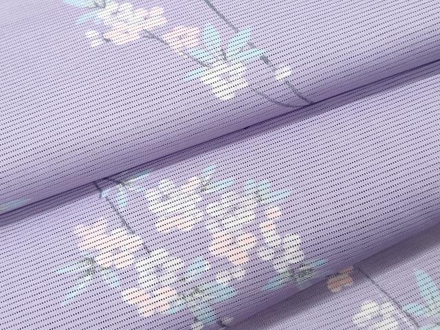 平和屋着物＊夏物　小紋　絽　枝花文　洗える着物　CAAT1202ev