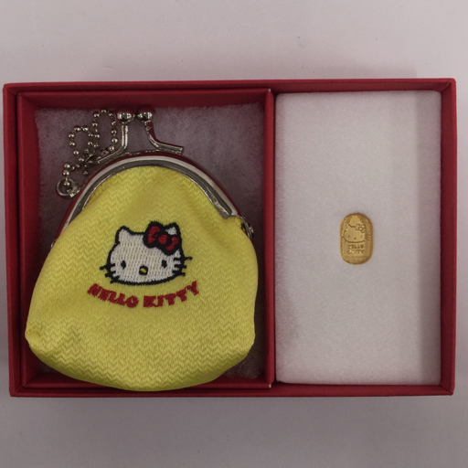 サンリオ ハローキティ 純金 小判 重量1g 他 がま口財布 コインケース 含 保存箱付き 計2点 セット