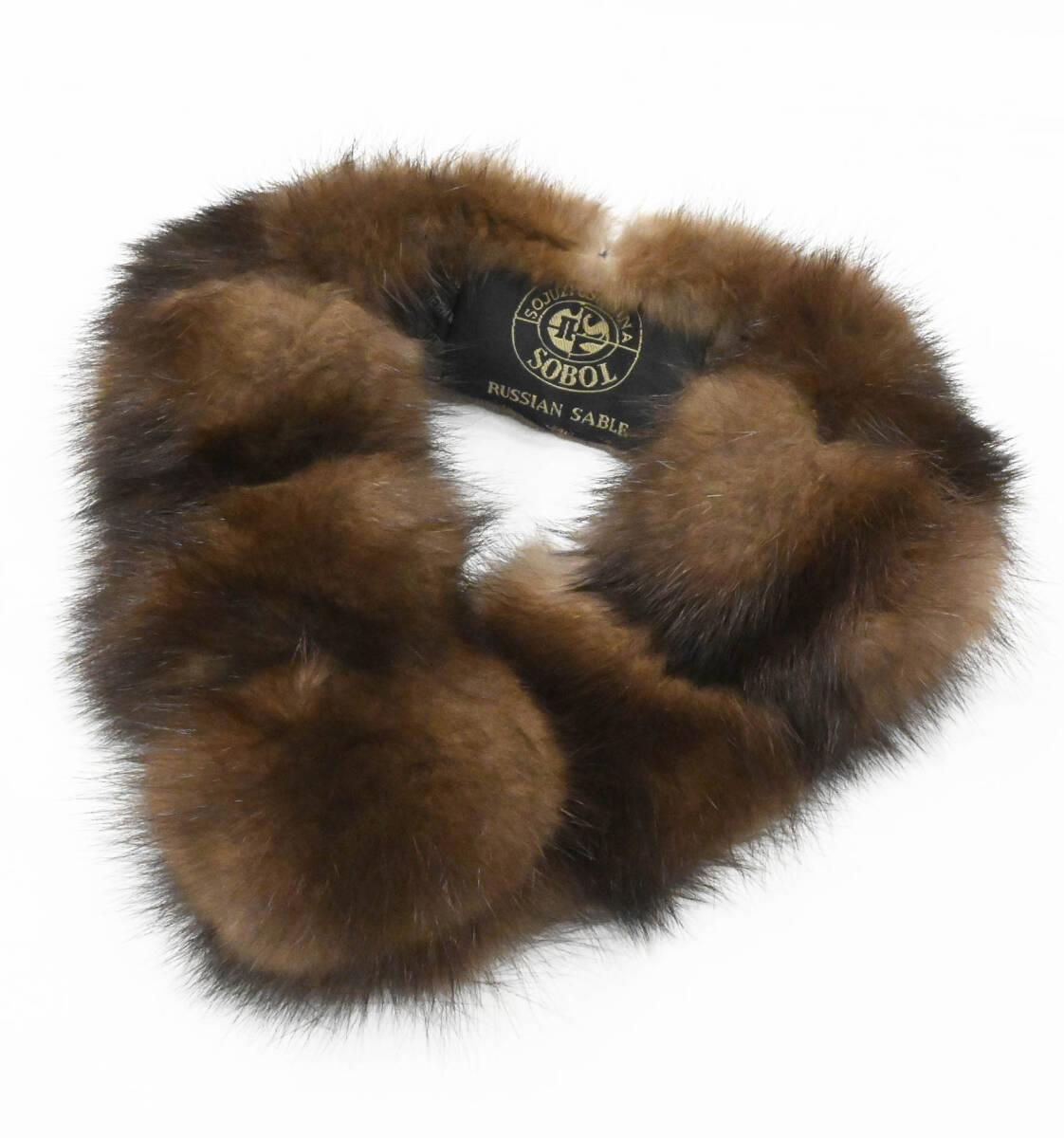 H420●美品 NORTHERN WORLD ノーザンワールド SOBOL RUSSIAN SABLE ソボル ロシアンセーブル ファー マフラー ティペット ブラウン系 毛皮