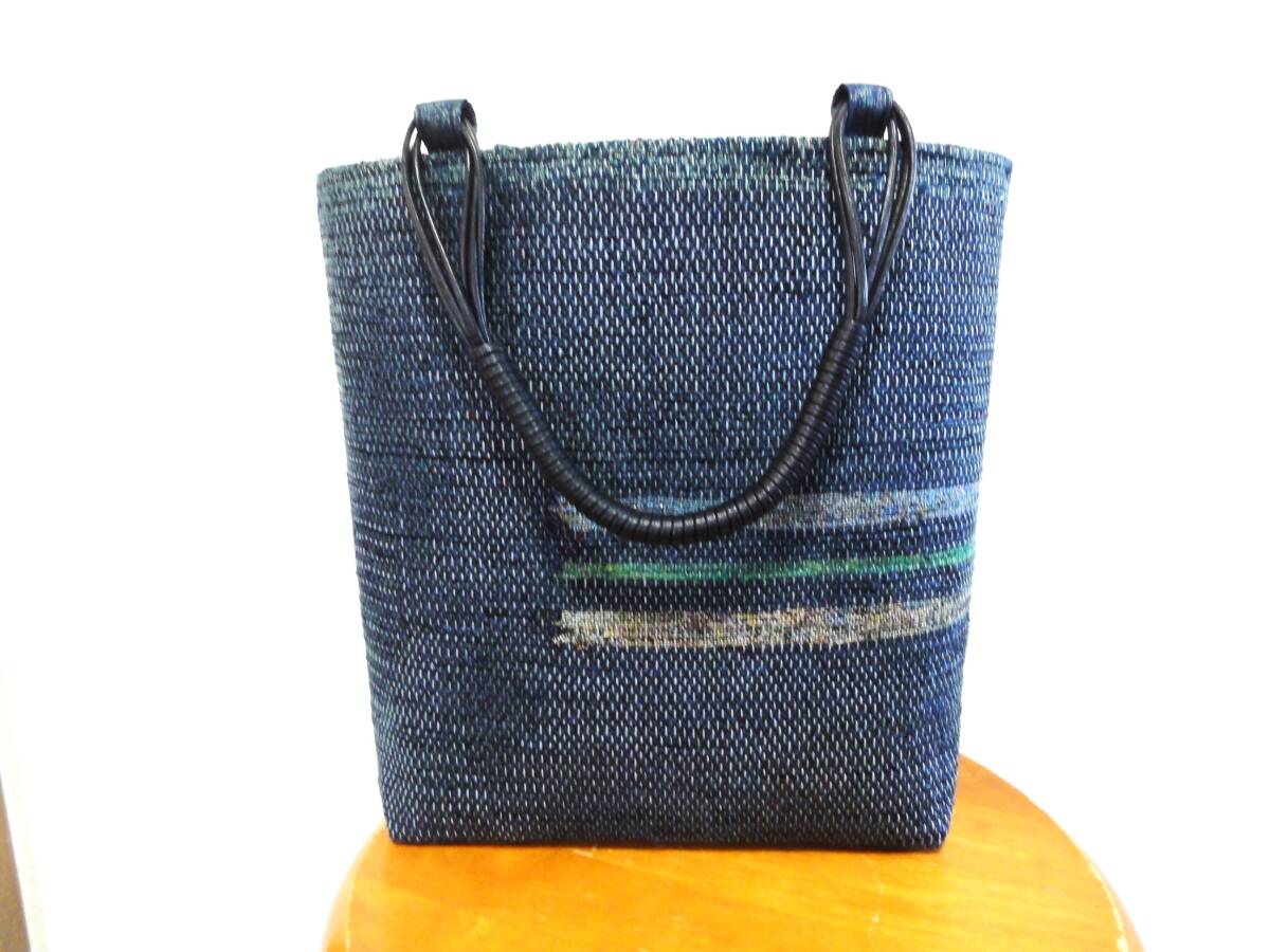 ★ぴりかの裂き織りバッグ★大島紬・引き返し織・シンプル