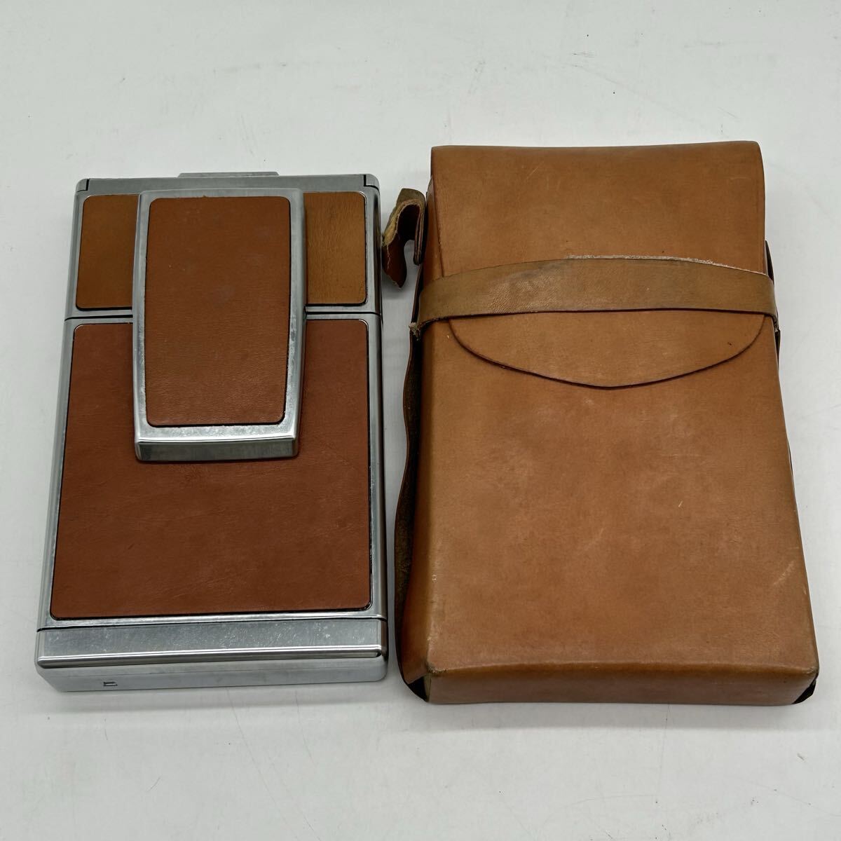 埼28【動作未確認】POLAROID ポラロイド SX-70/折りたたみ式インスタントカメラ/ブラウン系 ケース付き