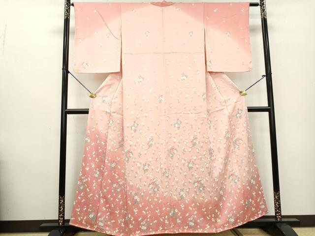 平和屋着物■訪問着　草花文　暈し染め　正絹　逸品　DABA3495qa