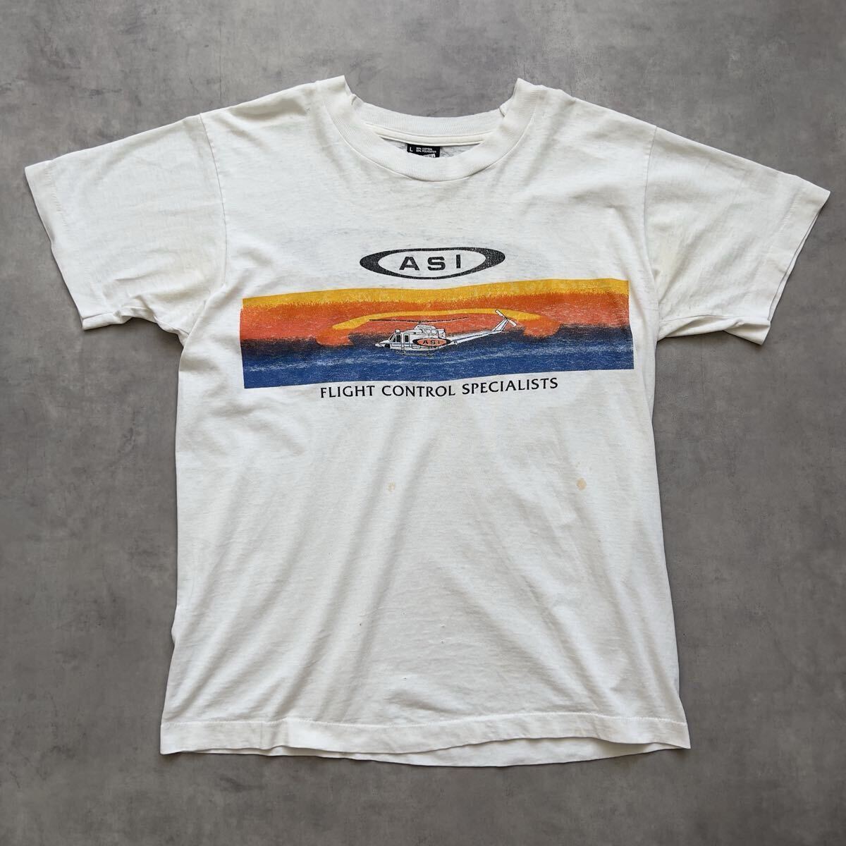 Vintage 80s USA製 シングルステッチ Tシャツ 企業 両面プリント アート ヴィンテージ ビンテージ 白T 検 70s 90s US ARMY Sears Champion