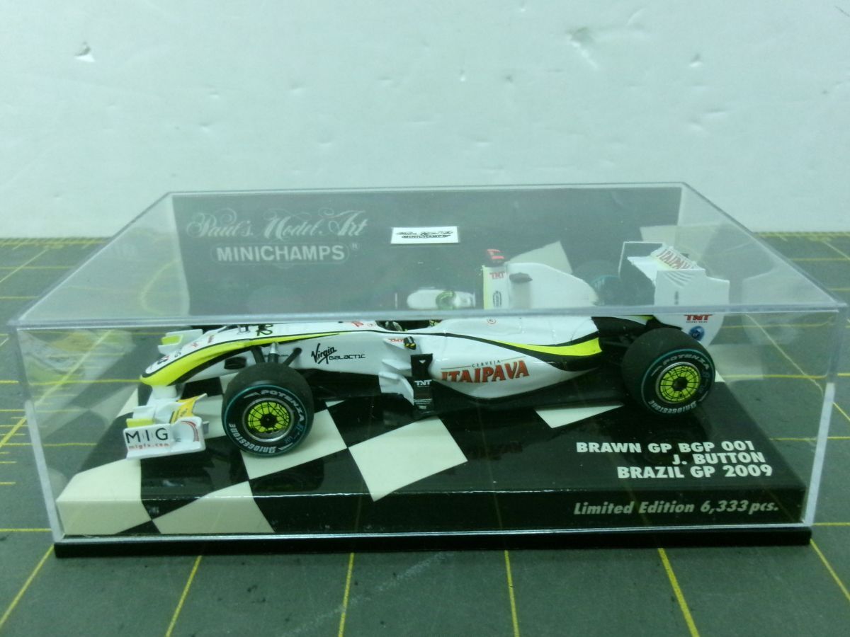 35 送60サ 0512UB06 ミニチャンプス 1/43 BRAWN GP BGP 001 ブラジルGP 2009 J.バトン