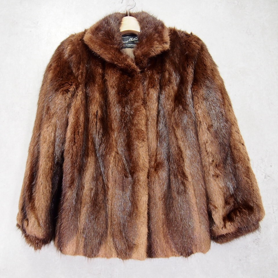 I.S.MILLER FURS Mary Chattman New York 高級毛皮 リアルミンクファージャケット 3ホック留め ミンクファーコート ブラウン/803