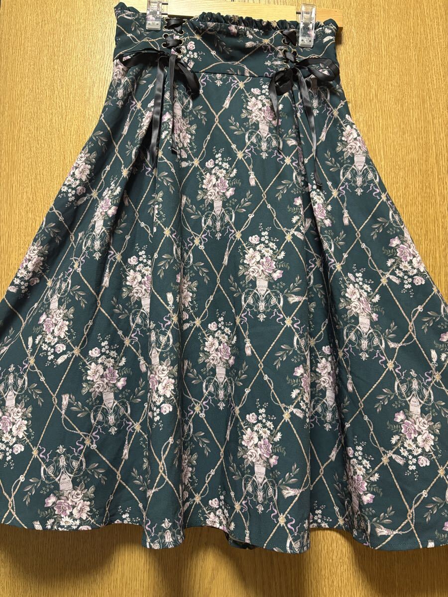 ★axes femme グリーン 格子柄フラワースカート★