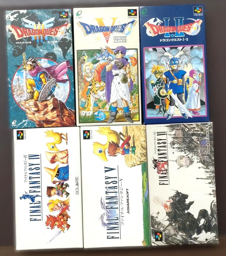 スーパーファミコン ソフト ６本 まとめ ドラクエ 1・2・3・5 ファイナルファンタジー FF 4・5・6 箱/取説付 スーファミ ジャンク
